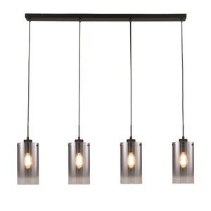 Freelight Moderne hanglamp Ventotto smoke glas 4-lichts zwart