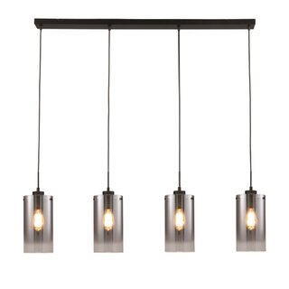 Hanglamp Ventotto 4 lichts zwart/ smoke glas