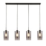 Moderne - Hanglamp - Zwart - Smoke glas - 4 lichts - Ventotto