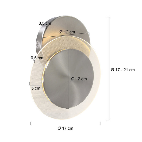 Steinhauer Moderne wandlamp Lido 8W staal
