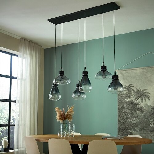 Moderne hanglamp Flere 6-lichts zwart