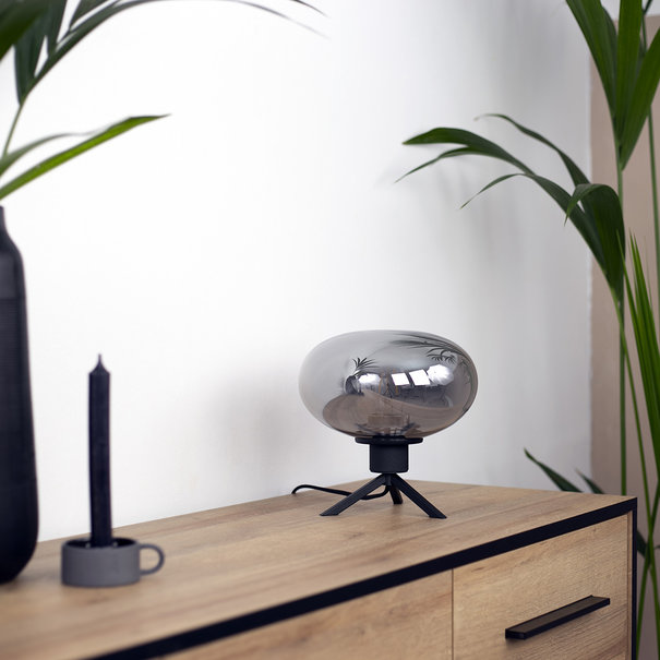 Steinhauer Moderne tafellamp Reflexion 1-lichts middel zwart smoke