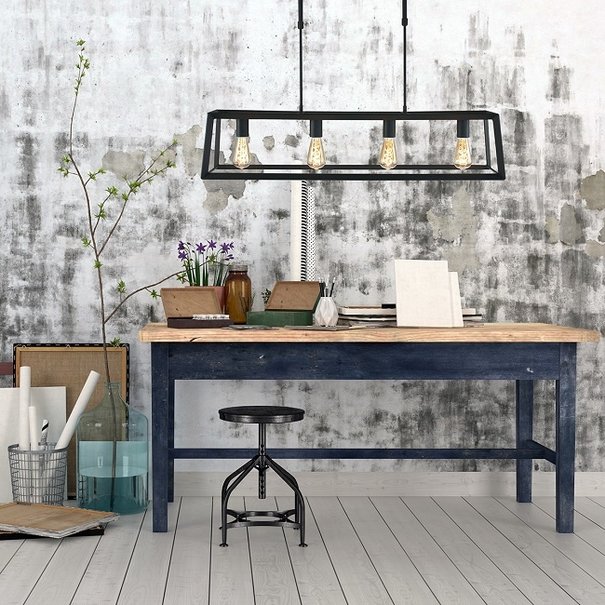 Mexlite Industriële hanglamp Buckley 4-lichts zwart