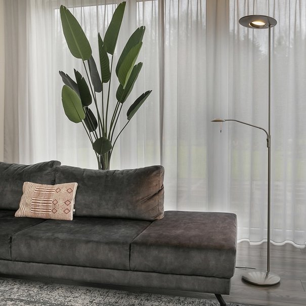 Steinhauer Moderne vloerlamp Zenith Plus leeslamp staal