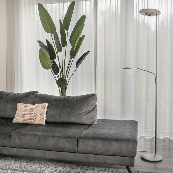 Steinhauer Moderne vloerlamp Zenith Plus leeslamp staal
