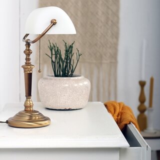 Bankierslamp Ancilla brons wit glas