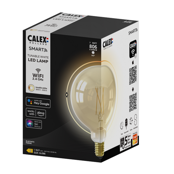 Calex Calex Smart LED E27 7W Ø12,5 cm Bol Amber