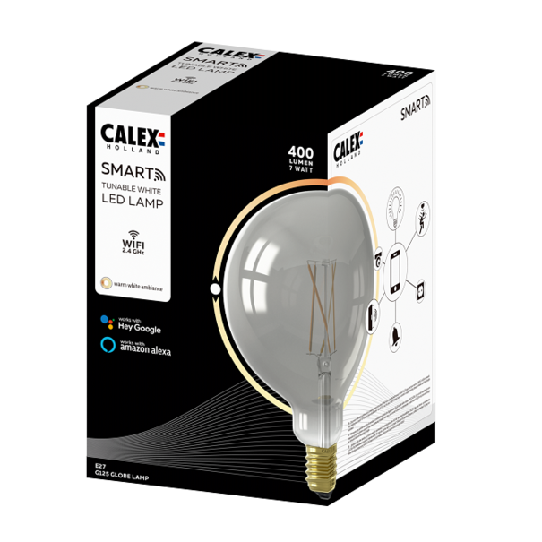 Calex Smart LED 7W 12,5 cm bol smoke