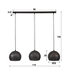 BelaLuz Industriële hanglamp Cambal 3-lichts Ø25 cm zwart bruin