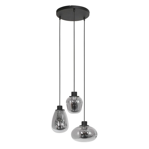 Steinhauer Moderne hanglamp Reflexion 3-lichts zwart met smoke glas
