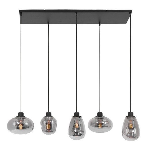 Steinhauer Moderne - Hanglamp - 5-lichts - Zwart/Smoke - Reflexion