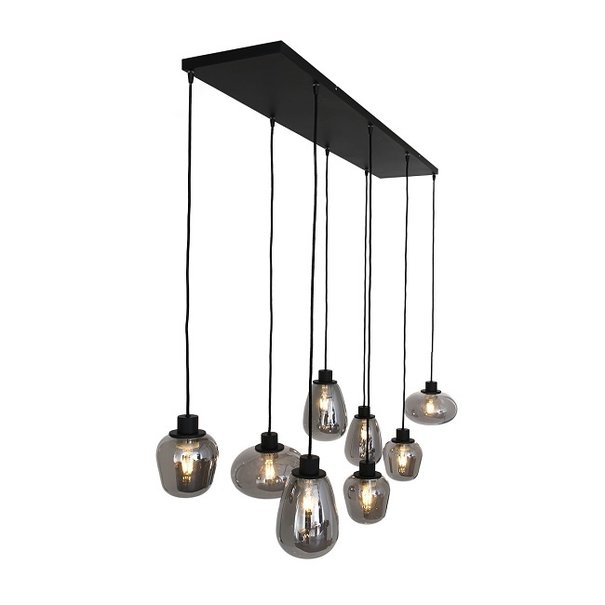 Steinhauer Moderne hanglamp Reflexion 8 lichts zwart met smoke glas