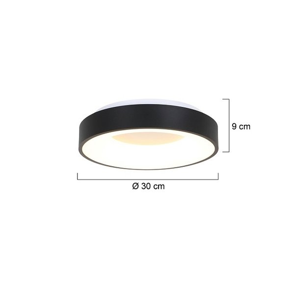 Steinhauer Moderne plafondlamp Ringlede Ø30 cm zwart