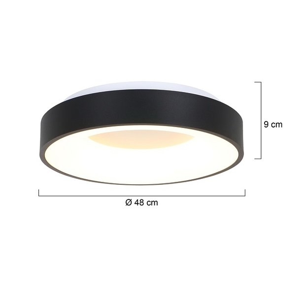 Steinhauer Moderne plafondlamp Ringlede Ø48 cm zwart