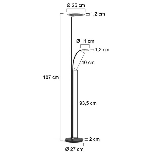 Steinhauer Moderne - Vloerlamp - Zwart met helder glas - Turound