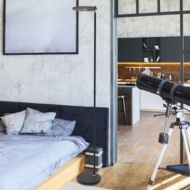 Vloerlamp Turound Zwart Uplighter smoke glas