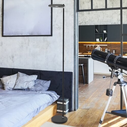 Moderne vloerlamp Turound zwart met smoke glas