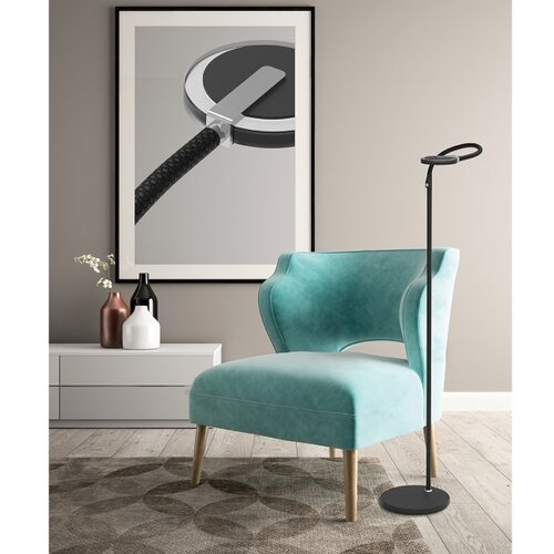 Moderne vloerlamp Turound zwart met smoke glas kleurinstelbaar