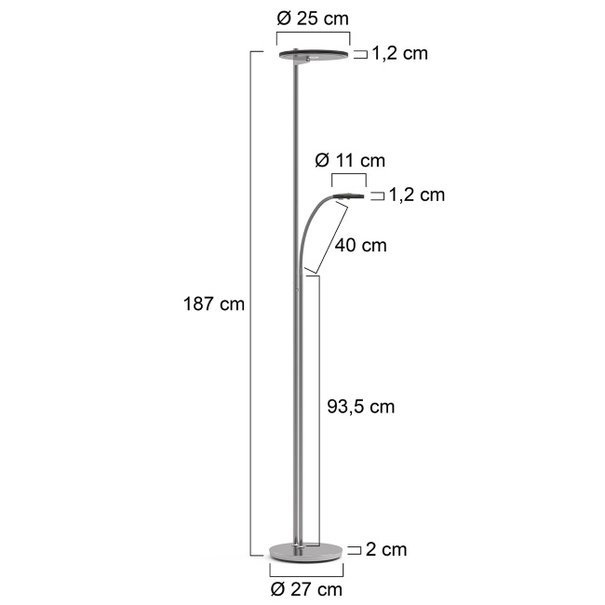 Steinhauer Moderne - Vloerlamp - Staal met smoke glas - Turound