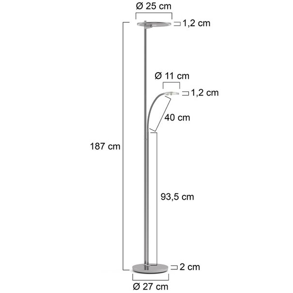 Steinhauer Moderne vloerlamp Turound staal met helder glas