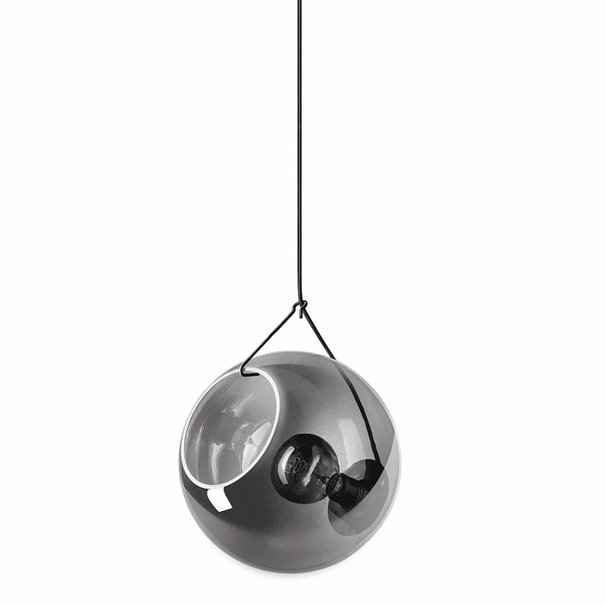 ETH Moderne hanglamp Orb 1-lichts Ø40 cm zwart met smoke glas