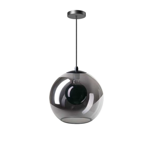 ETH Moderne hanglamp Orb 1-lichts Ø40 cm zwart met smoke glas