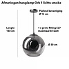 ETH Moderne hanglamp Orb 1-lichts Ø40 cm zwart met smoke glas