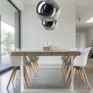 ETH Moderne hanglamp Orb 1-lichts Ø40 cm zwart met smoke glas