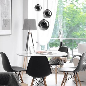 ETH Moderne hanglamp Orb 3-lichts getrapt zwart met smoke glas