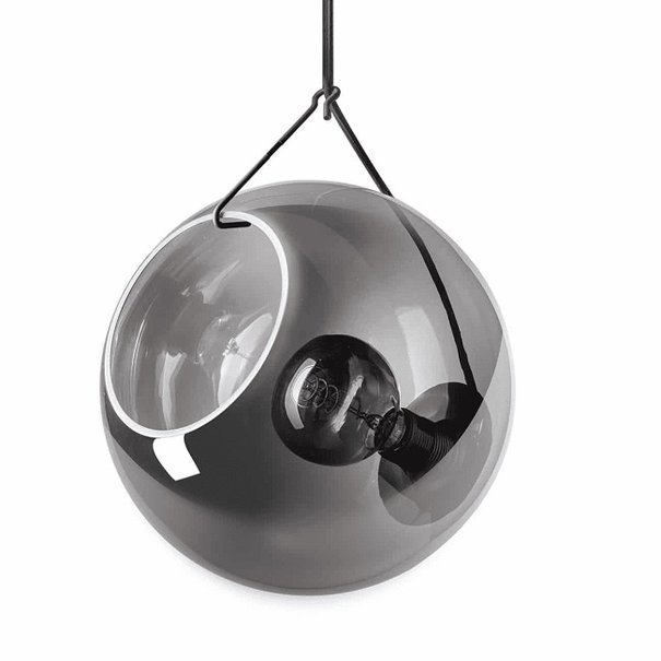 ETH Moderne hanglamp Orb 3-lichts getrapt zwart met smoke glas