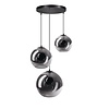 ETH Moderne hanglamp Orb 3-lichts getrapt zwart met smoke glas
