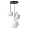 ETH Vintage hanglamp Orb 3-lichts getrapt zwart met opaal glas
