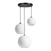 ETH Vintage hanglamp Orb 3-lichts getrapt zwart met opaal glas