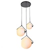 ETH Vintage hanglamp Orb 3-lichts getrapt zwart met opaal glas