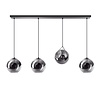 ETH Moderne hanglamp Orb 4-lichts Ø25 cm zwart met smoke glas