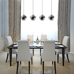 ETH Moderne hanglamp Orb 4-lichts Ø25 cm zwart met smoke glas