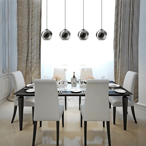 Moderne hanglamp Orb 4-lichts Ø25 cm zwart met smoke glas