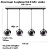 ETH Moderne hanglamp Orb 4-lichts Ø25 cm zwart met smoke glas
