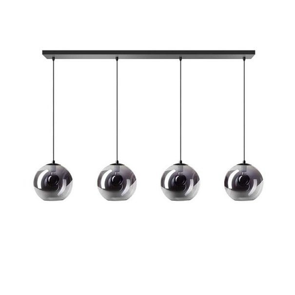 ETH Moderne hanglamp Orb 4-lichts Ø25 cm zwart met smoke glas