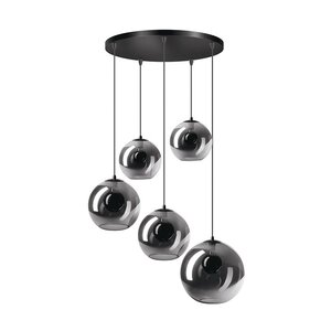 ETH Moderne hanglamp Orb 5-lichts getrapt zwart met smoke glas