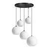 ETH Vintage hanglamp Orb 5-lichts getrapt zwart met opaal glas