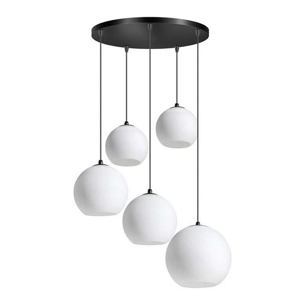 ETH Moderne - Hanglamp - Zwart - Opaal glas - 5lichts - getrapt - Orb