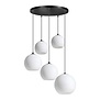 Moderne - Hanglamp - Zwart - Opaal glas - 5lichts - getrapt - Orb