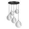 ETH Vintage hanglamp Orb 5-lichts getrapt zwart met opaal glas