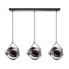 ETH Moderne hanglamp Orb 3-lichts Ø25 cm zwart met smoke glas