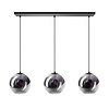 ETH Moderne hanglamp Orb 3-lichts Ø25 cm zwart met smoke glas