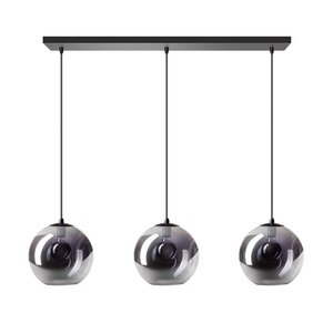 ETH Moderne hanglamp Orb 3-lichts Ø25 cm zwart met smoke glas