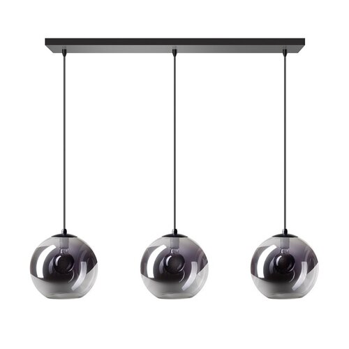 Moderne hanglamp Orb 3-lichts Ø25 cm zwart met smoke glas