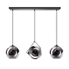 ETH Moderne hanglamp Orb 3-lichts Ø25 cm zwart met smoke glas
