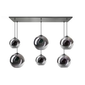 Hanglamp Orb 6-lichts smoke glas zwart